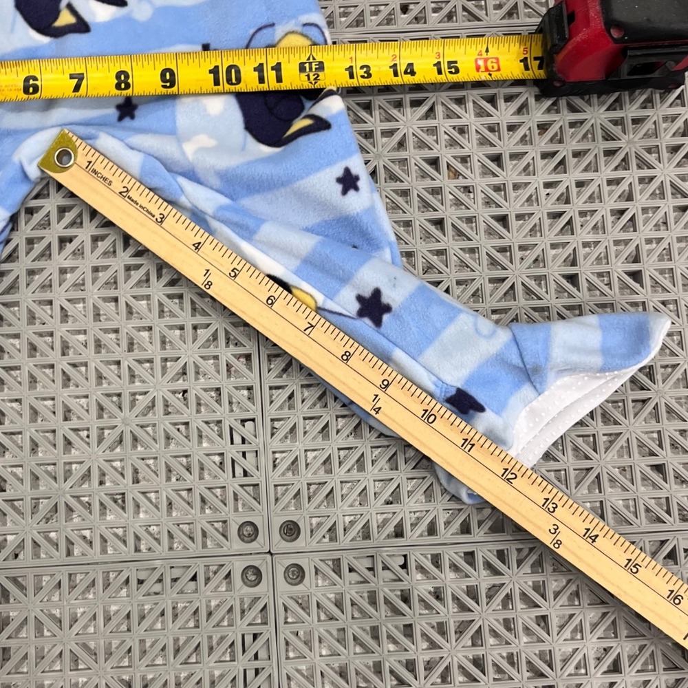 Bluey Footed Pajamas Kids 18M Blue Striped Fleece Zip Up Sleeper NEW - Picture 9 of 9